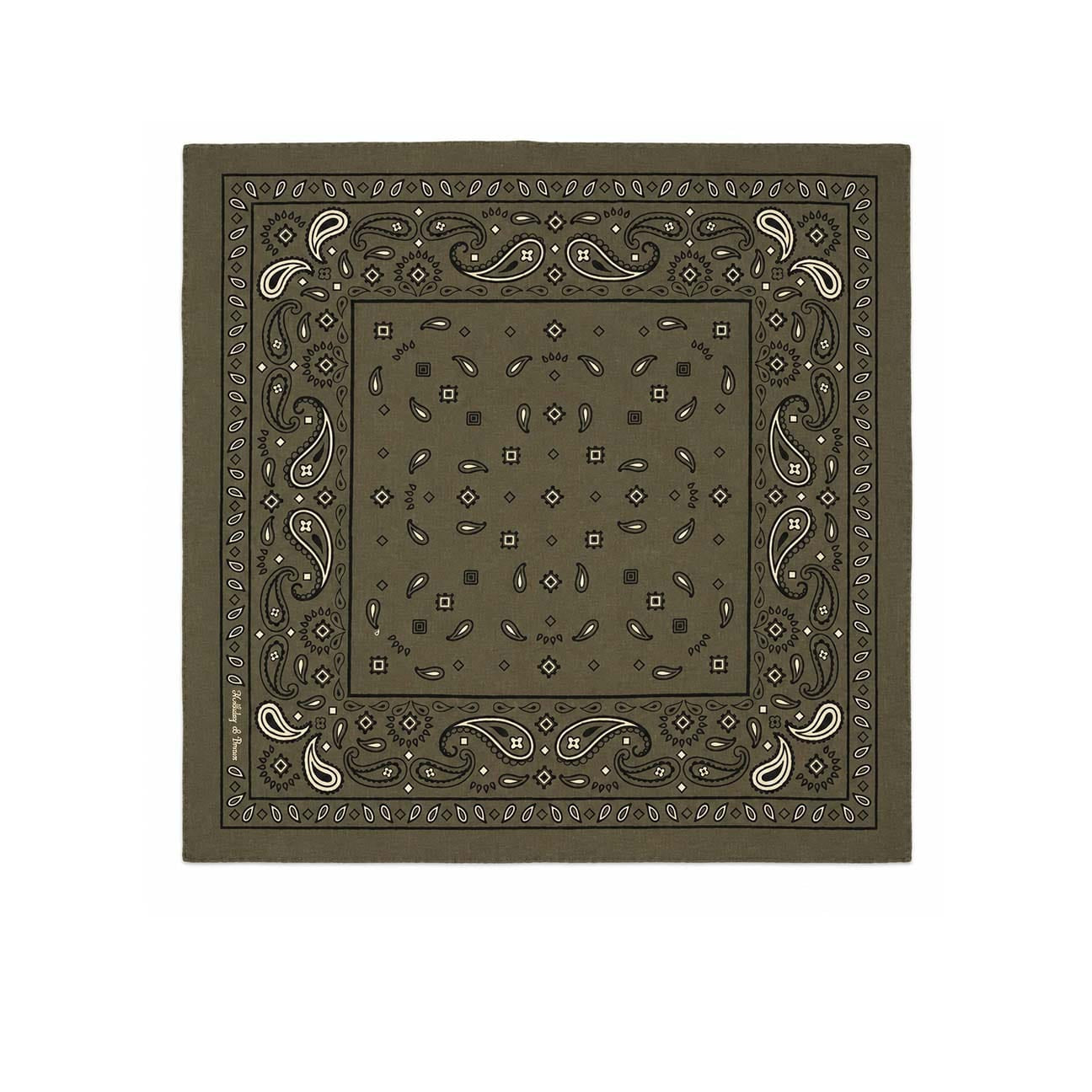 HOLLIDAY & BROWN Bandana in pura lana Verde Militare