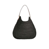 IBELIV Borsa donna Meva in rafia e pelle Nero
