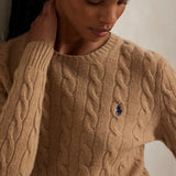 Maglia donna girocollo in lana e cashmere Camel 211971865002 CAMEL MELANGE POLO RALPH LAUREN 