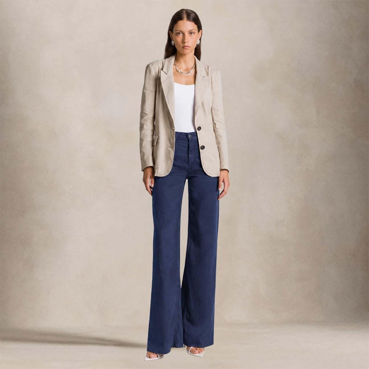 Jeans donna 138 wide leg in misto lino  Blue 138 TMLS03 040 BLUE CIGALAS 