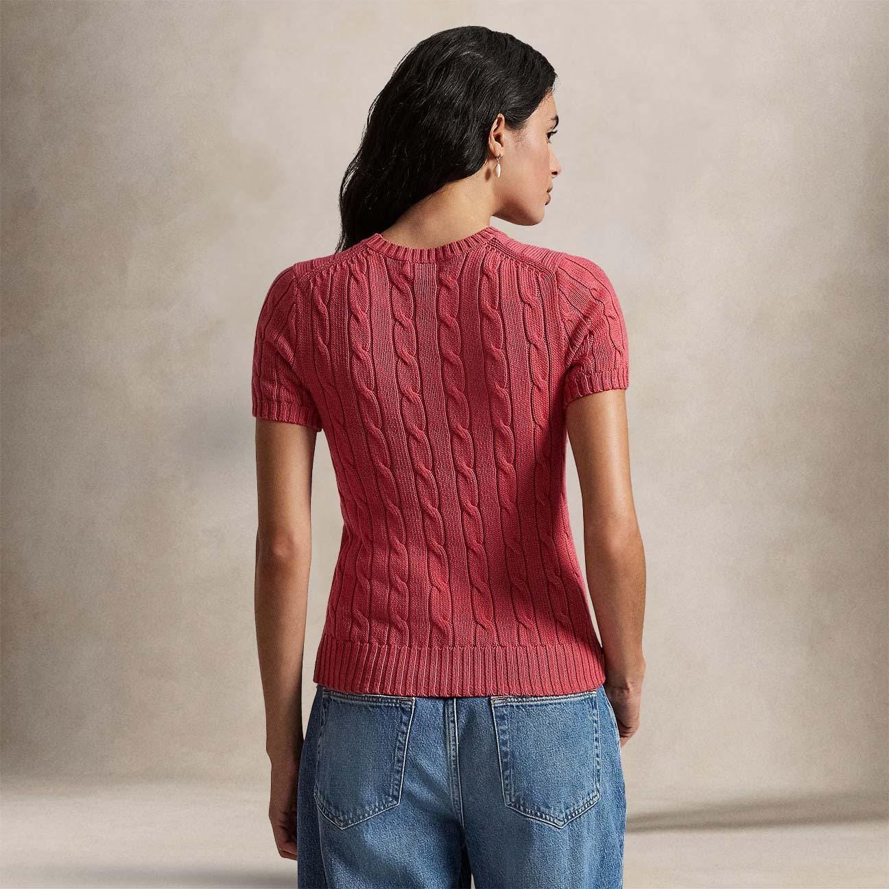 Maglia donna in cotone a trecce Corallo 211971873 502 POLO RALPH LAUREN 
