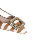 Slingback donna Mimma in tessuto a righe Beige MIMMA SAND COGNAC ROBERTO FESTA 