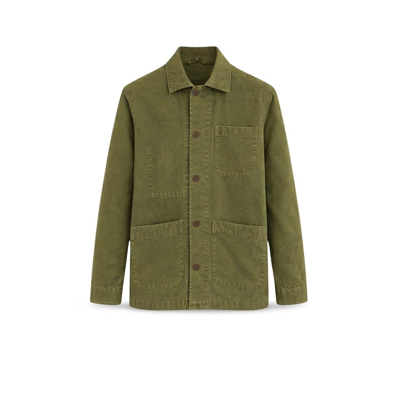 Overshirt uomo in lino St Malo Verde Militare ST MALO LINO MILITARY CHESAPEAKE'S 