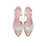 Slingback in tweed Celeste e Beige FICUS FRANGE BEIGE PLUMA XENO ROBERTO FESTA 