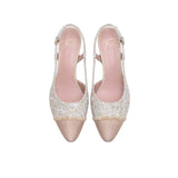 Slingback in tweed Celeste e Beige FICUS FRANGE BEIGE PLUMA XENO ROBERTO FESTA 