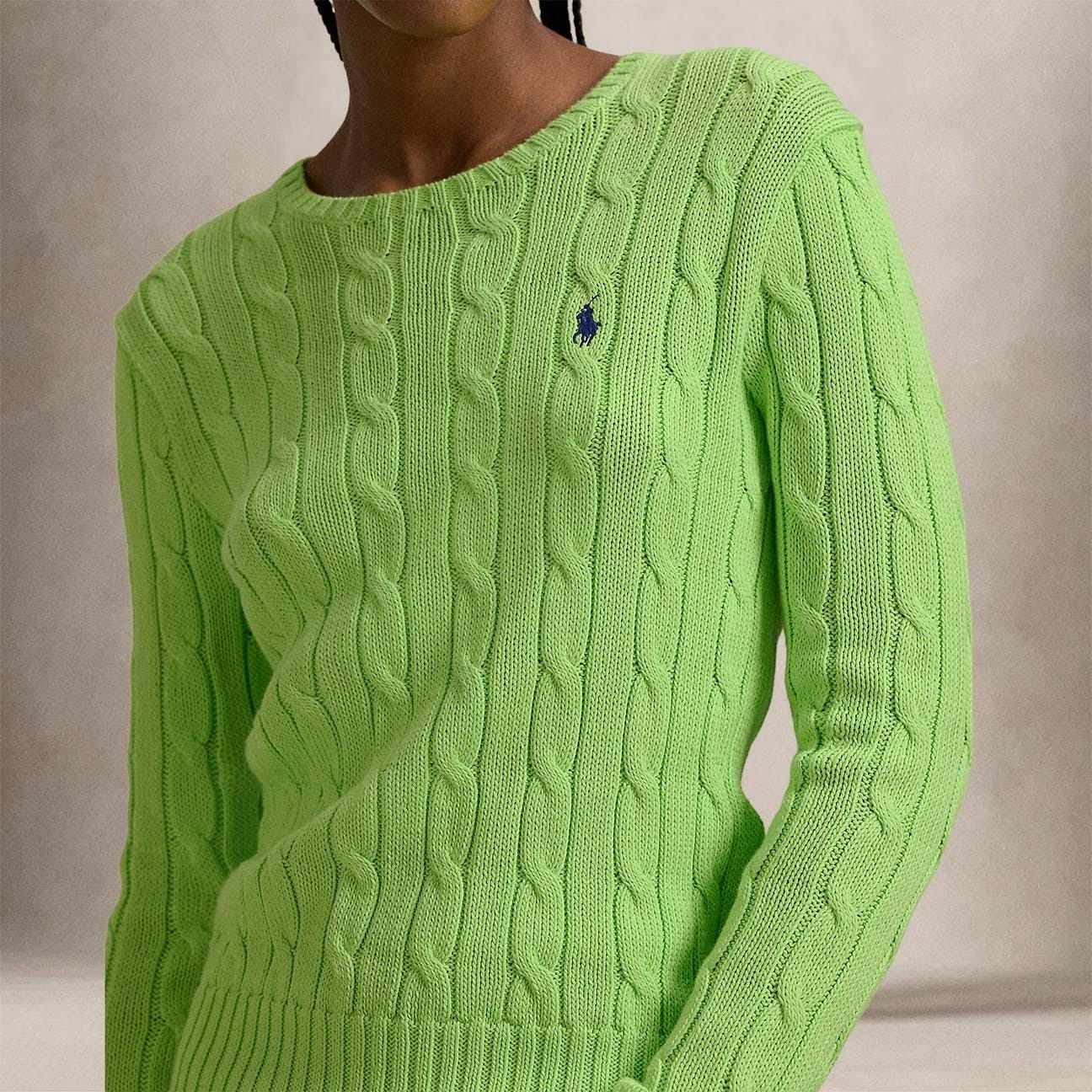 Maglia donna a trecce in cotone Lime 211971869 504 POLO RALPH LAUREN 