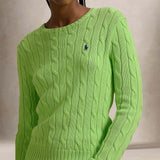 Maglia donna a trecce in cotone Lime 211971869 504 POLO RALPH LAUREN 