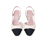 Slingback in tweed Beige e Nero FICUS FRANGE NERO PLUMA ORO ROBERTO FESTA 