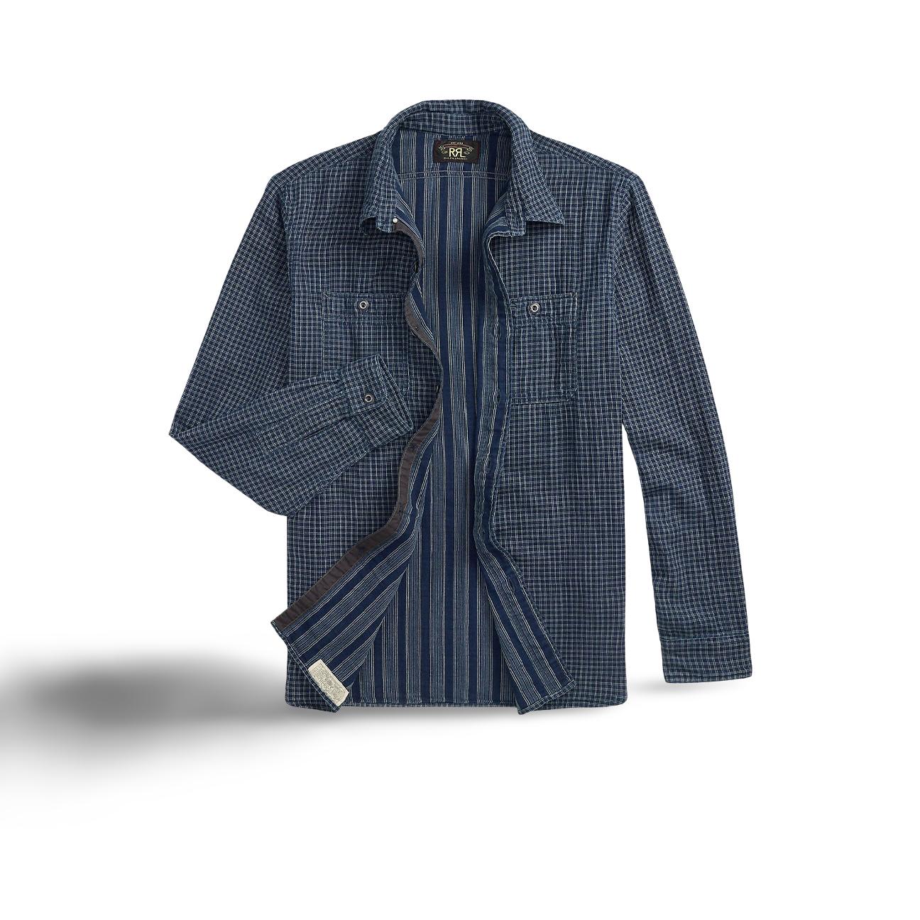 Camicia uomo Reversibile  Indaco 782973896001 INDIGO CHECK STRIPE RRL 