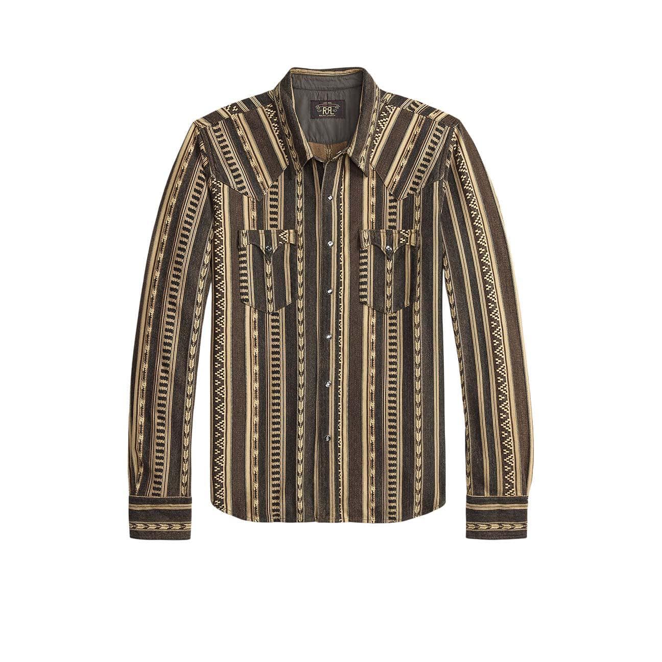 Camicia uomo western in jacquard Slim Fit Brown 782P05193 001 RRL 