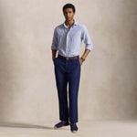 Camicia uomo Custom Fit in lino cotone seersucker Blue 710B16700 001 POLO RALPH LAUREN 