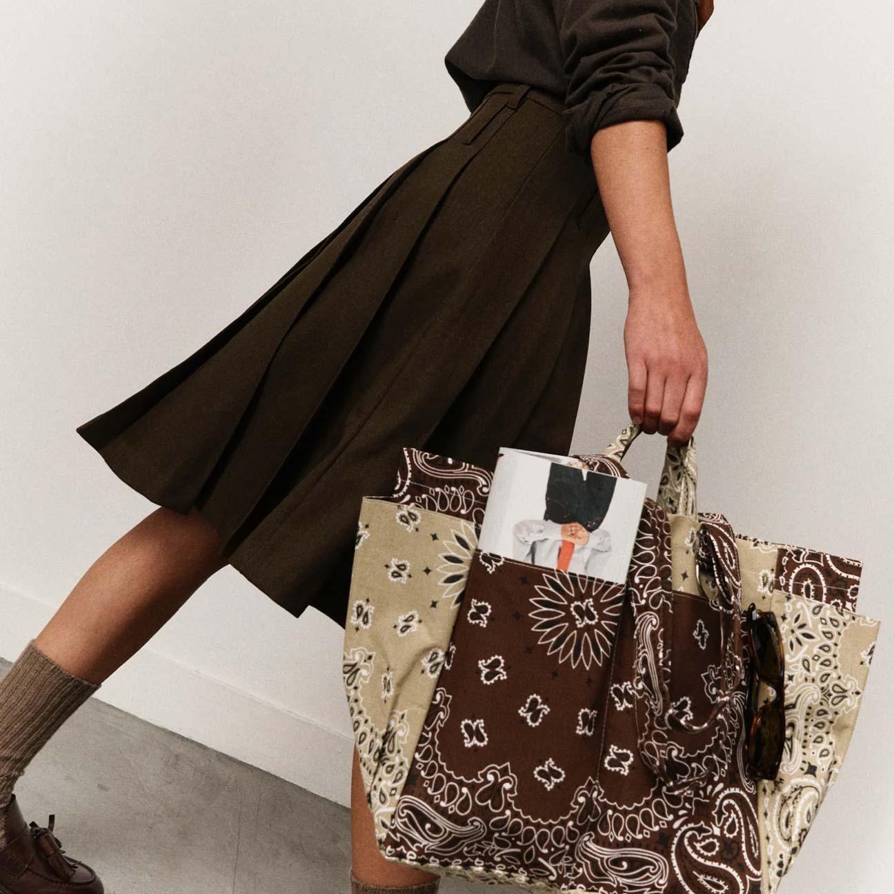 Borsa Picnic  in bandana matelassè Marrone CASACPICNI BEIGE BROWN CALL IT BY YOUR NAME 