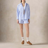 Camicia donna in cotone a righe Azzurro CYS0001 00702L  SEERSUCKER MC2 SAINT BARTH 