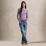 Maglia donna a trecce in cotone Mauve 211971869 505 POLO RALPH LAUREN 