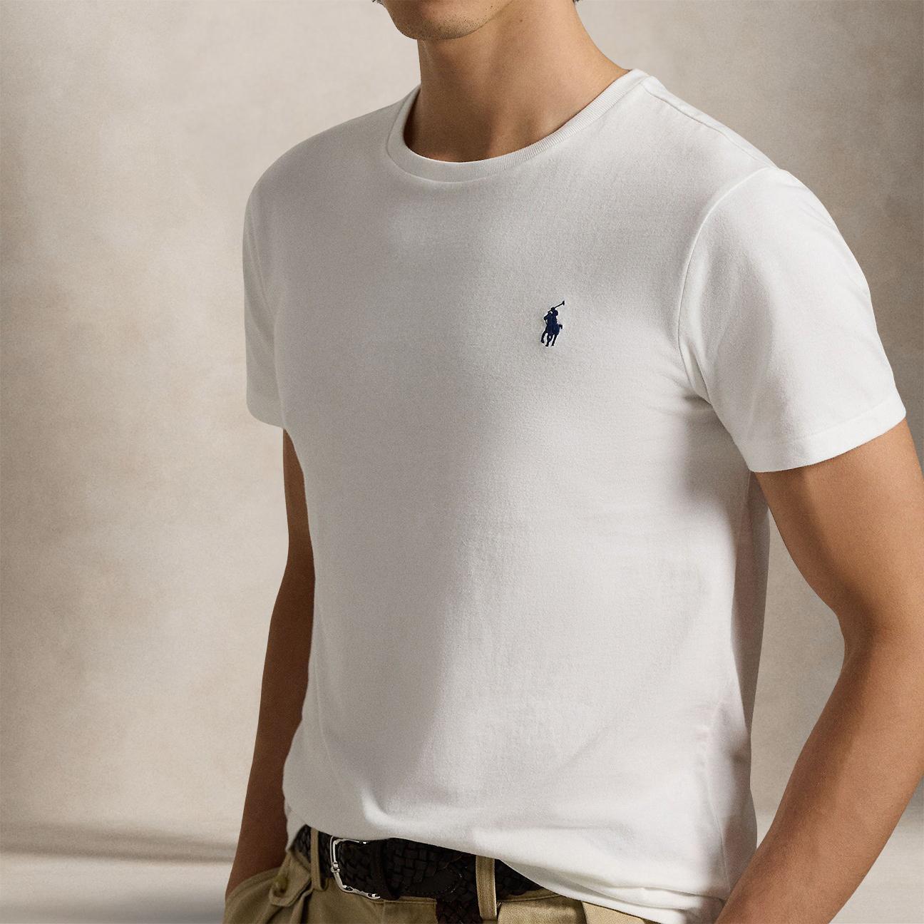 POLO RALPH LAUREN T-Shirt uomo Custom Slim-Fit Bianco