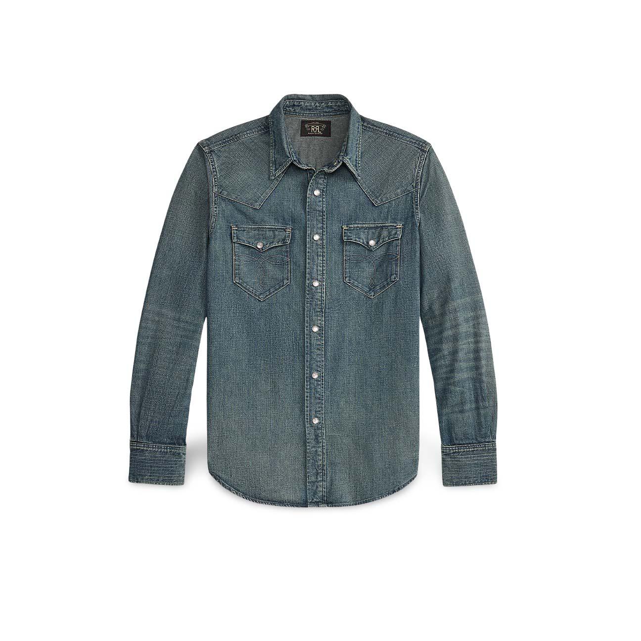 Camicia uomo Western in denim Dark Wash 782505188 002 RRL 