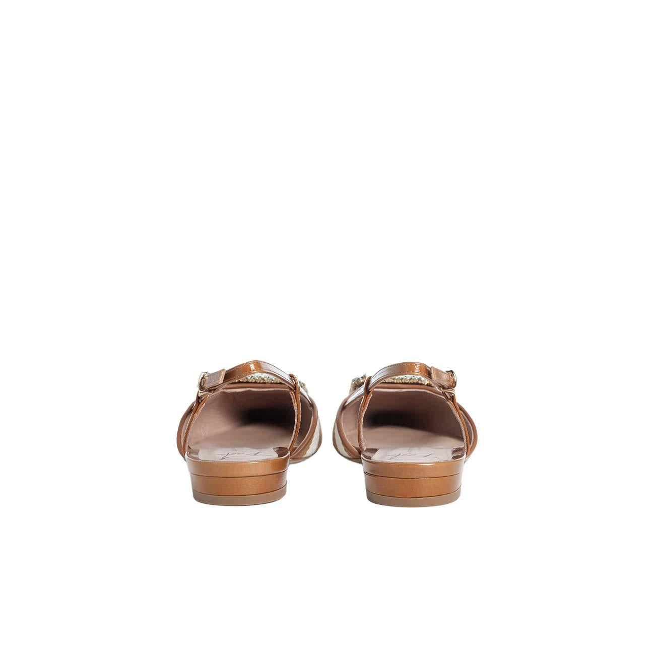 Slingback donna Mimma in tessuto a righe Beige MIMMA SAND COGNAC ROBERTO FESTA 