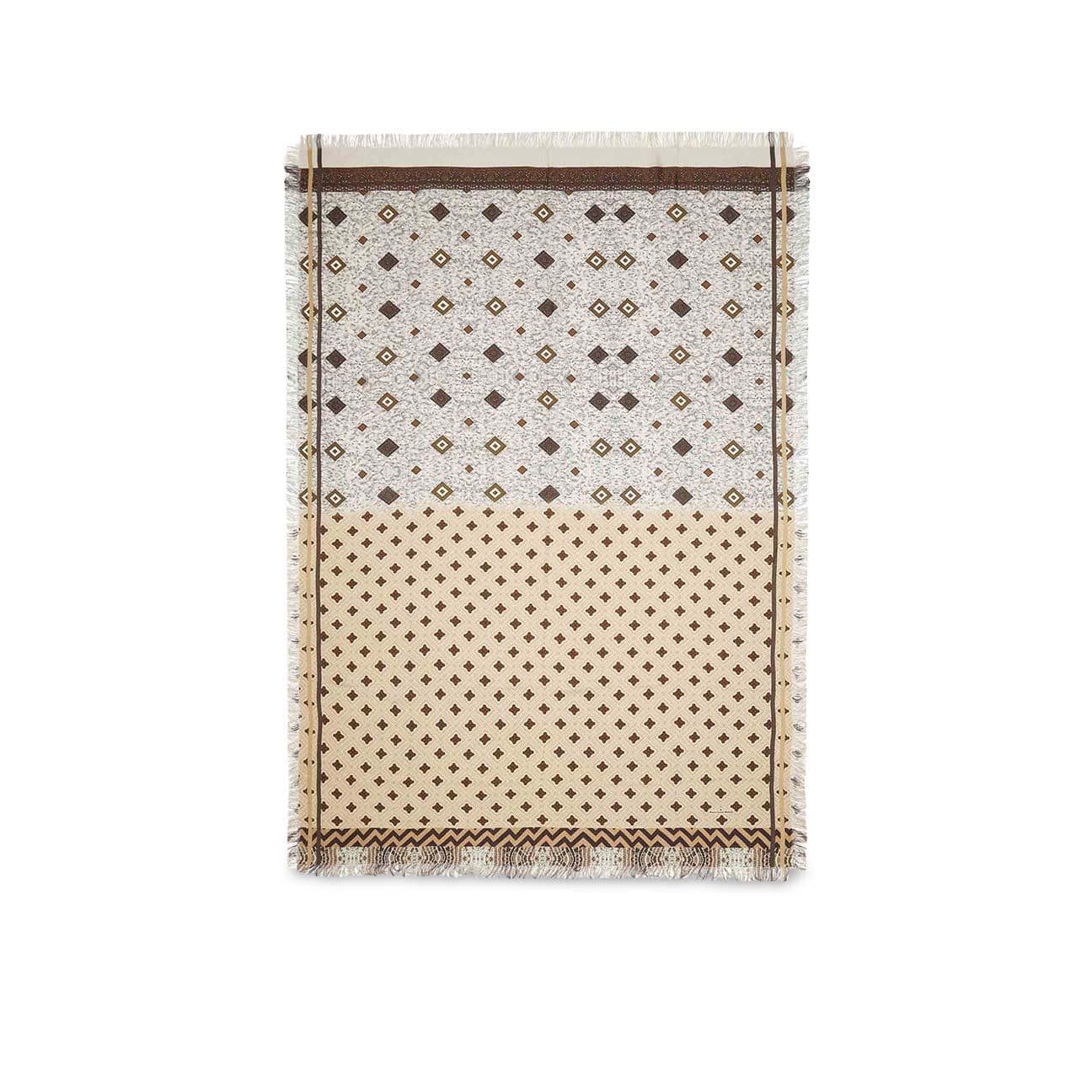 Scialle in seta stampata Multicolor Beige  e Marrone ALOE 135X195 517317 PIERRE LOUIS MASCIA 