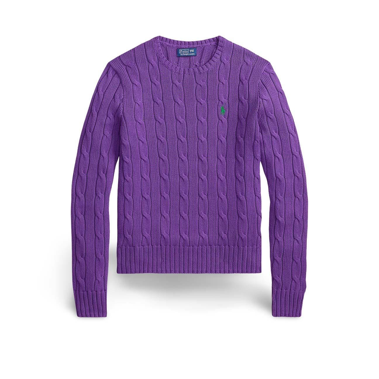Maglia donna a trecce in cotone Magenta 211971869 503 POLO RALPH LAUREN 