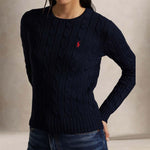 Maglia donna a trecce in cotone Blue 211971869 008 POLO RALPH LAUREN 