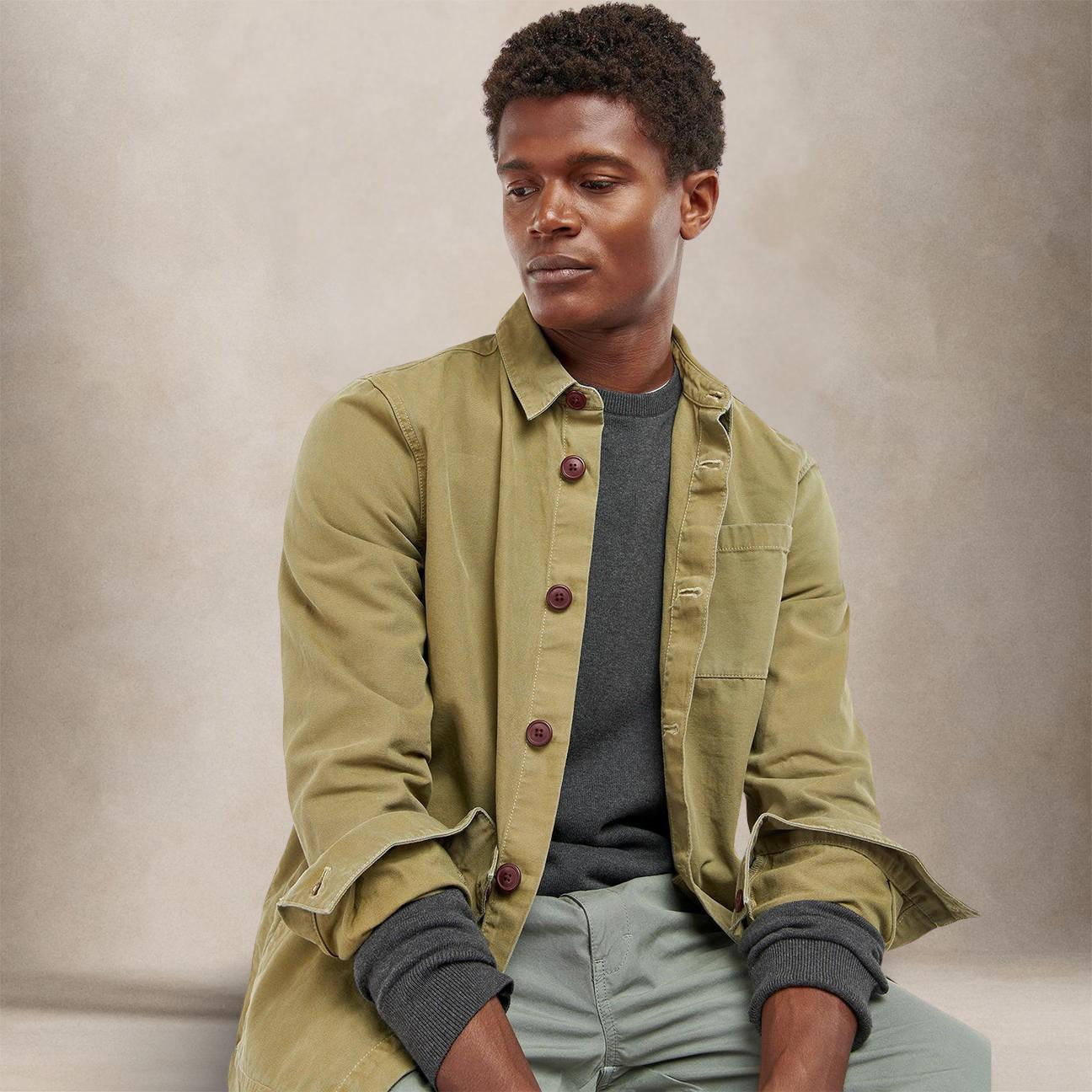 Overshirt uomo in cotone Olive MOS0281 OL31 BLE OLIVE BARBOUR 