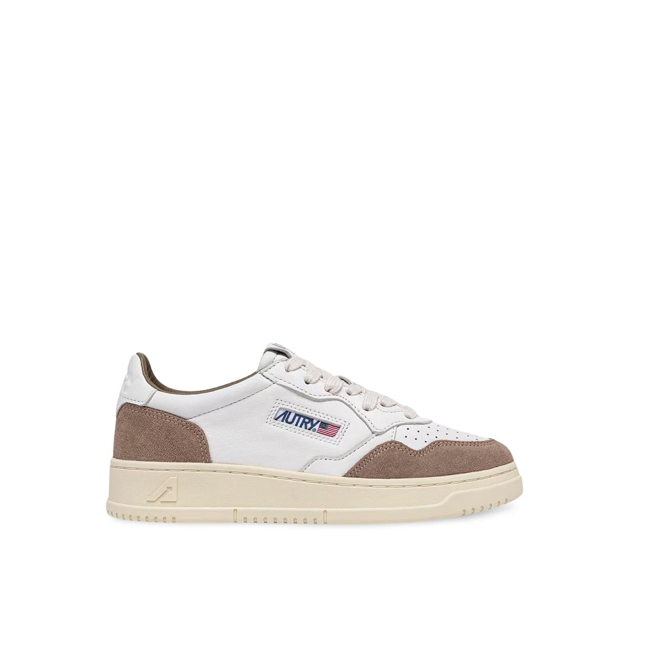 Sneakers uomo Medalist Low in pelle e suede Bianco e Tobacco AULM GS43 AUTRY 