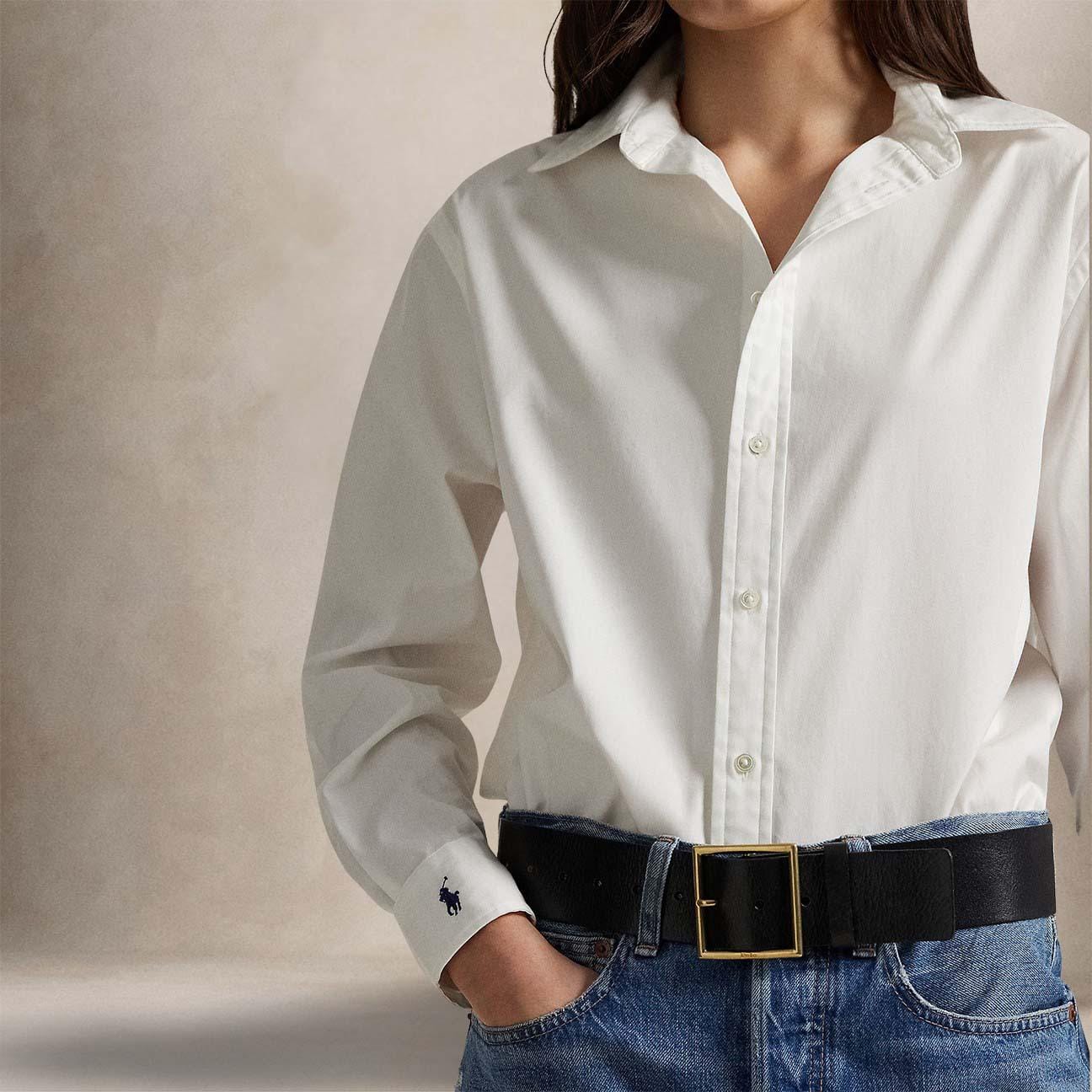 Camicia donna in cotone Oversize Fit Bianco 211968219 001 POLO RALPH LAUREN 