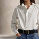 Camicia donna in cotone Oversize Fit Bianco 211968219 001 POLO RALPH LAUREN 
