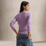 Maglia donna a trecce in cotone Mauve 211971869 505 POLO RALPH LAUREN 