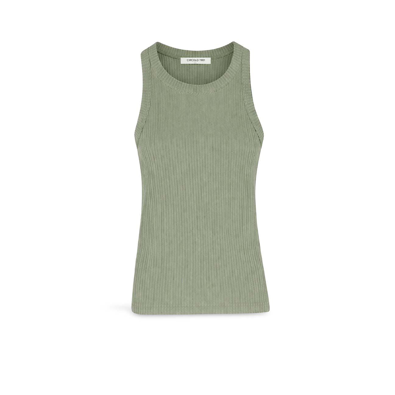 Top donna a coste Verde Militare FD3902 1156 CIRCOLO1901 