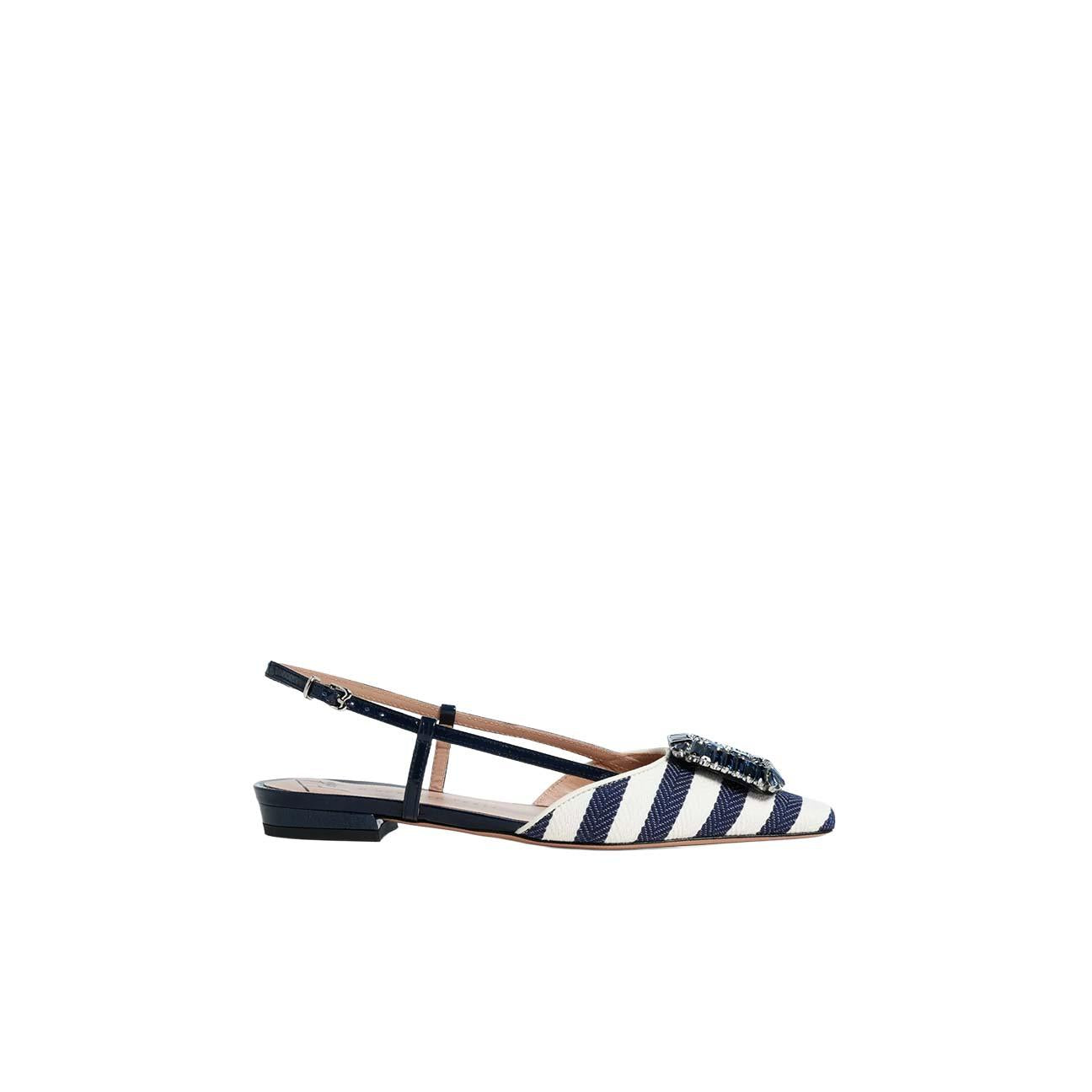 Slingback donna Mimma in tessuto a righe Blue MIMMA BLUE ROBERTO FESTA 