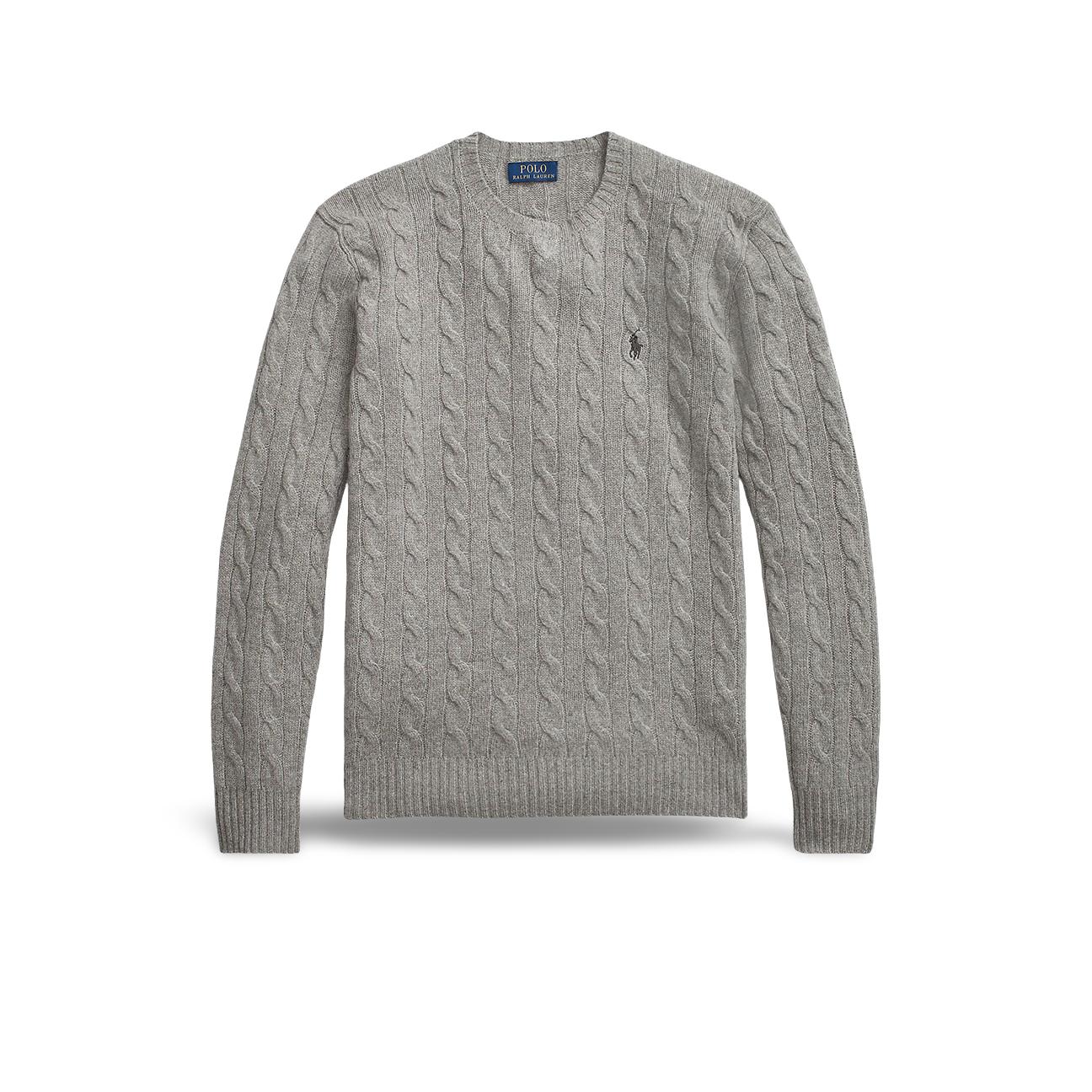 Maglia uomo con trecce in lana e cashmere Grigio 710876762012 FAWN GREY HEATHER POLO RALPH LAUREN 