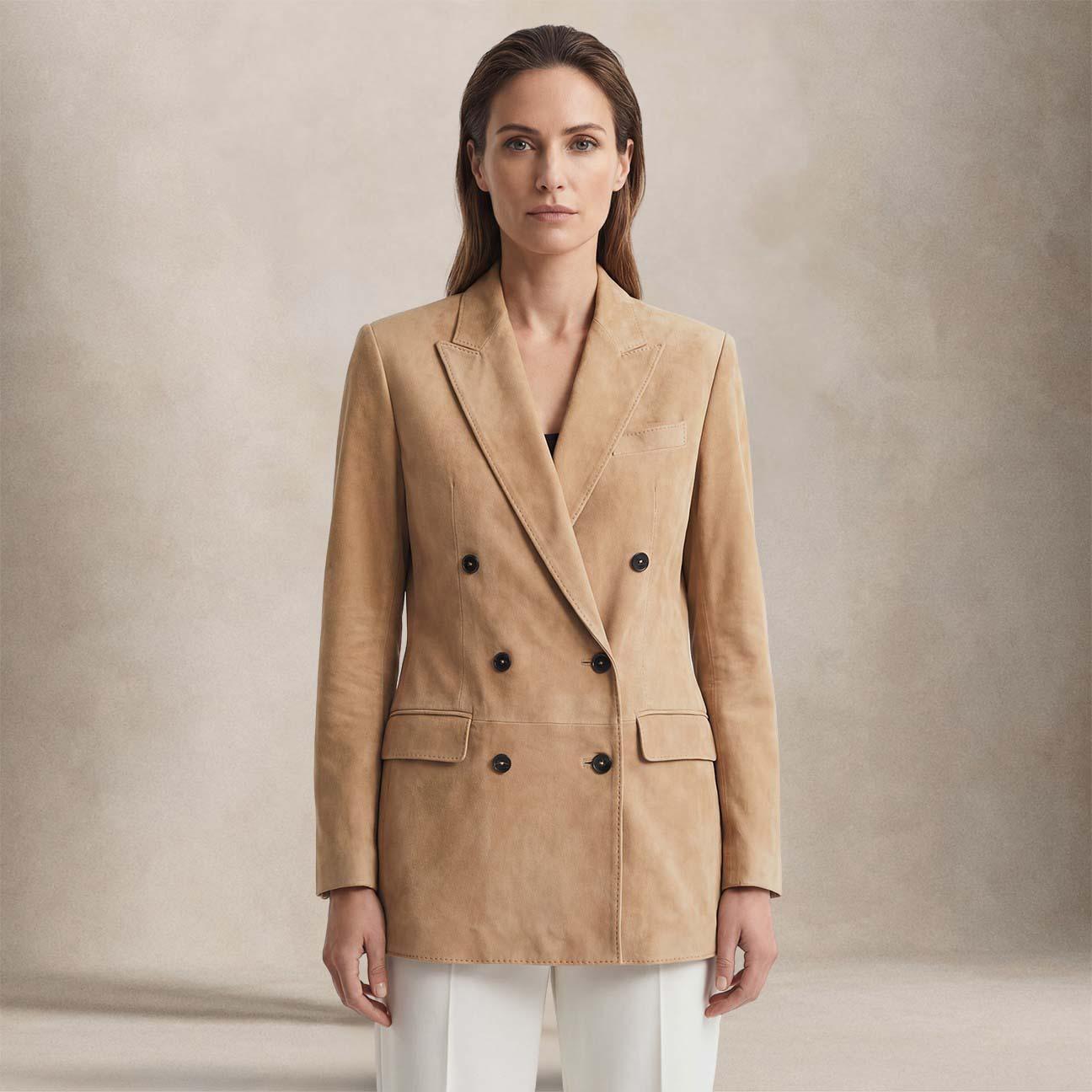 Giacca doinna Josie in pelle scamosciata Beige JOSIE CHE26 AVORIO TAGLIATORE 