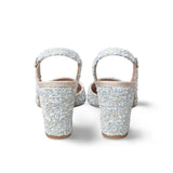 Slingback in tweed Celeste e Beige FICUS FRANGE BEIGE PLUMA XENO ROBERTO FESTA 