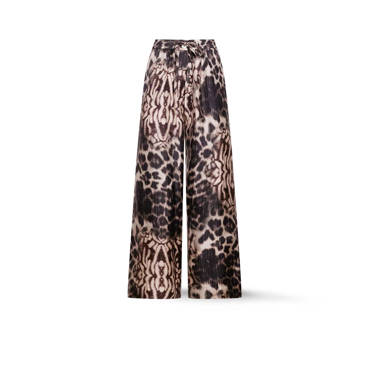 Pantalone donna a palazzo in seta stampa Animalier ALOE PT11094 146803 PIERRE LOUIS MASCIA 