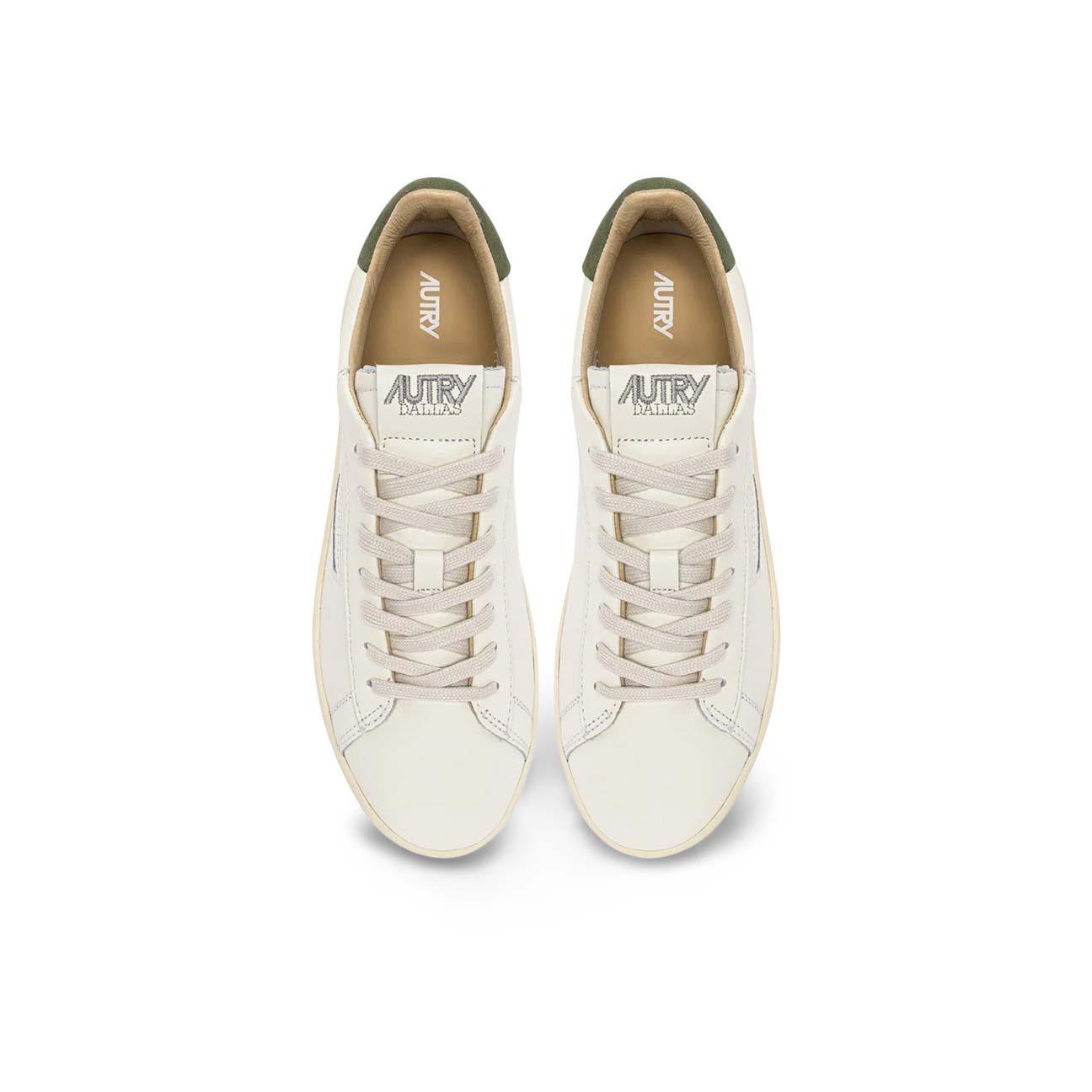 Sneakers uomo Dallas Low in pelle Bianco e Verde Militare ADLM MR21 AUTRY 