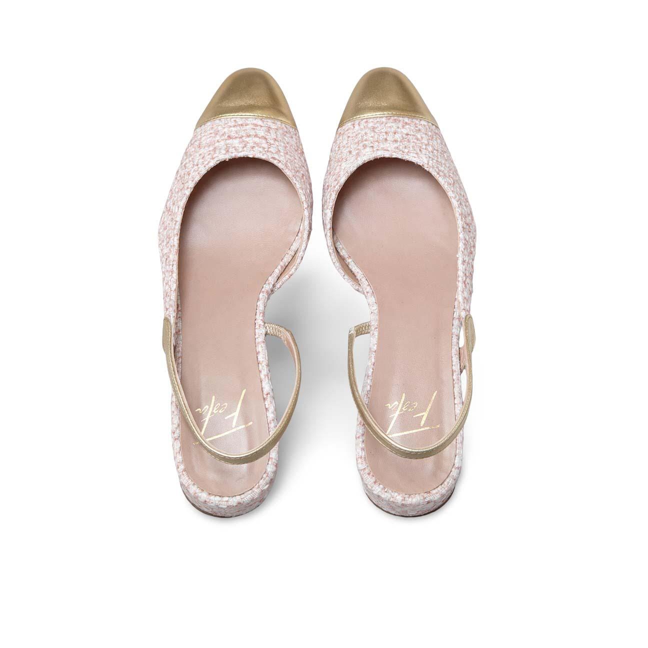 Slingback in tweed Rosa e Oro ROSETTE PLATI PINK ROBERTO FESTA 