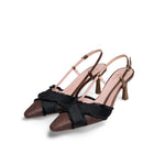 Slingback in pelle e tessuto Bronzo e Nero LEONIAS NERO MARRONE ROBERTO FESTA 