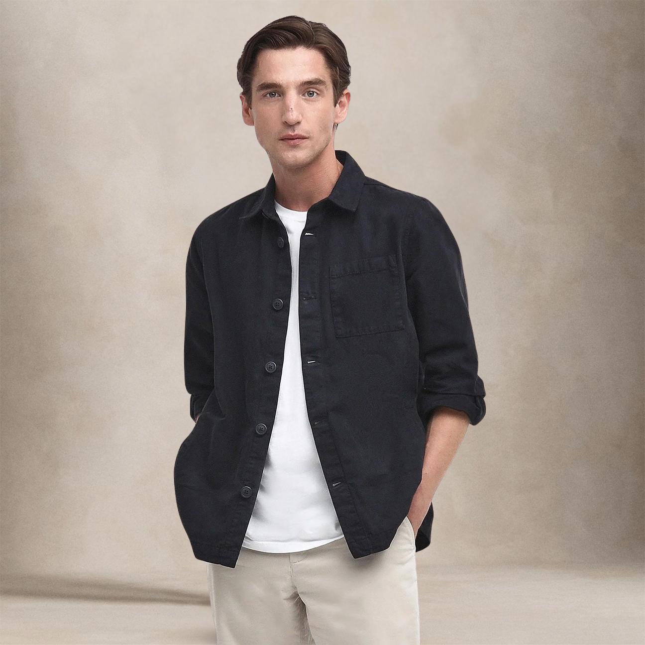 Overshirt uomo in cotone Blue MOS0281 NY91 NAVY BARBOUR 
