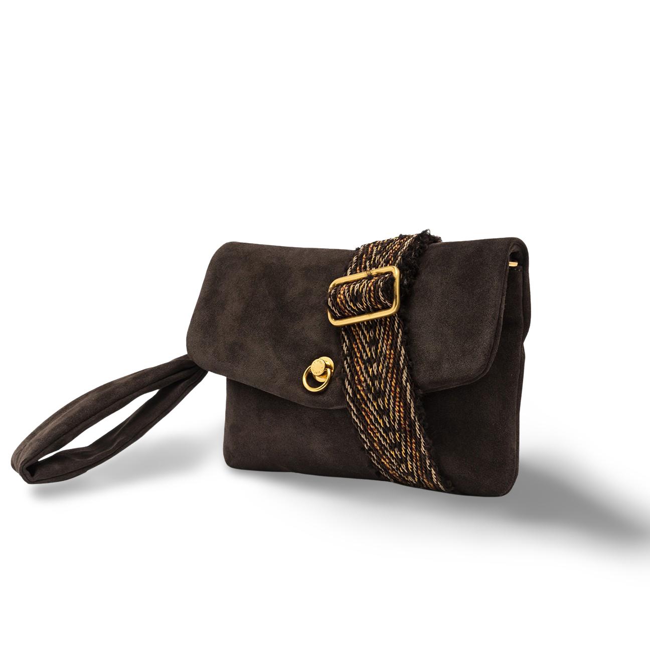 Borsa donna Mirea in pelle scamosciata Moka BS12031 CM NASPM 974 GIANNI CHIARINI 
