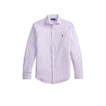 Camicia uomo Custom Fit in lino cotone seersucker Mauve 710B16700 003 POLO RALPH LAUREN 