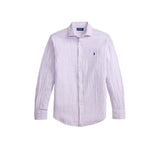 Camicia uomo Custom Fit in lino cotone seersucker Mauve 710B16700 003 POLO RALPH LAUREN 