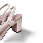 Slingback in tweed Beige e Nero FICUS FRANGE NERO PLUMA ORO ROBERTO FESTA 