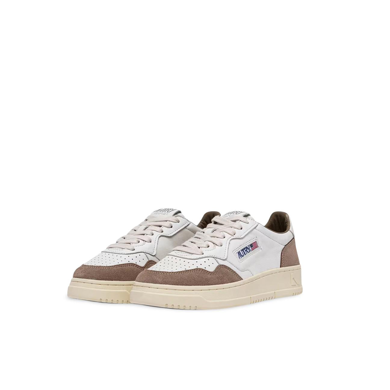 Sneakers uomo Medalist Low in pelle e suede Bianco e Tobacco AULM GS43 AUTRY 