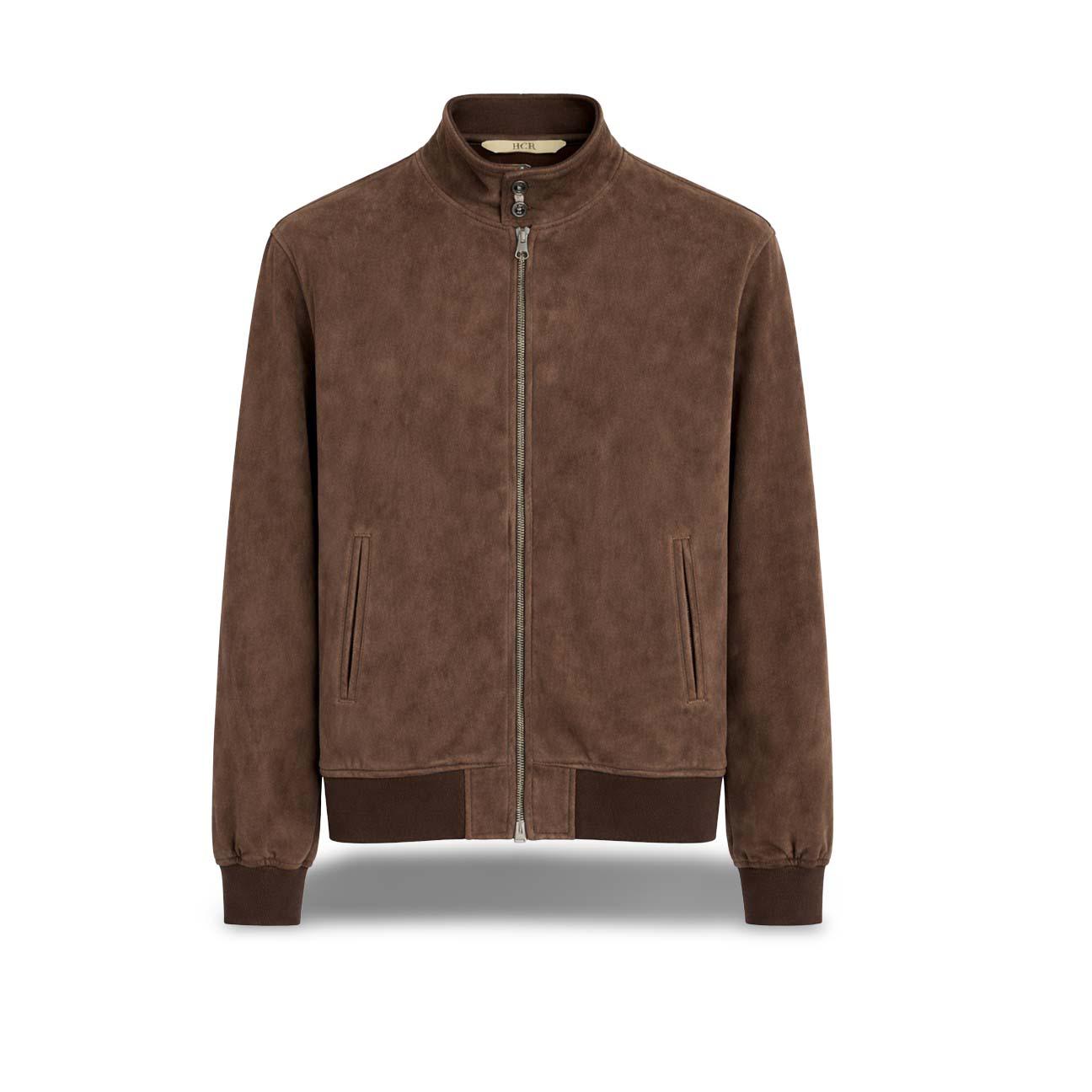 Giacca uomo  in suede  con zip Marrone 1523 SUEDE PIETRA H.C.R. 