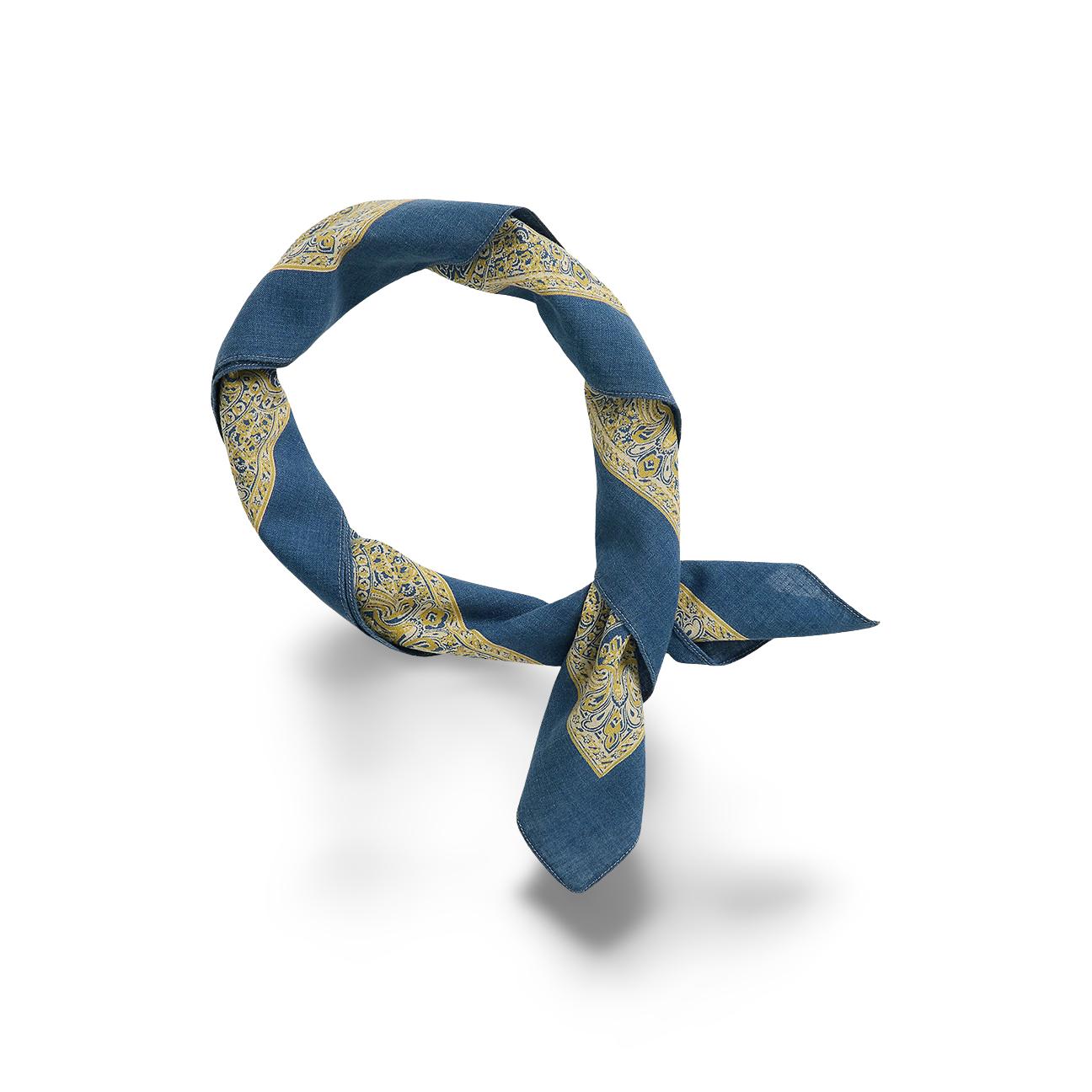 Bandana in cotone indaco con logo Blue 417959849001 INDIGOCREAM RRL 