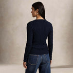 Maglia donna a trecce in cotone Blue 211971869 008 POLO RALPH LAUREN 