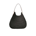 Borsa donna Meva in rafia e pelle Nero MEVA BLACK IBELIV 