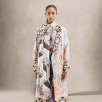 Scialle in seta stampata Multicolor Beige  e Marrone ALOE 135X195 517317 PIERRE LOUIS MASCIA 