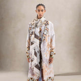 Scialle in seta stampata Multicolor Beige  e Marrone ALOE 135X195 517317 PIERRE LOUIS MASCIA 